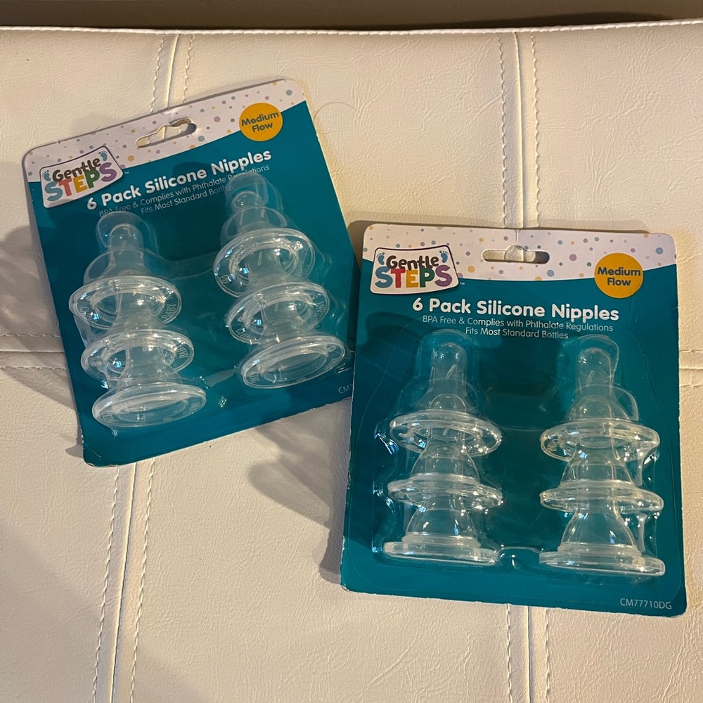 NWT Gentle Steps Silicone Nipples - Medium Flow, Bundle of 2 Packs